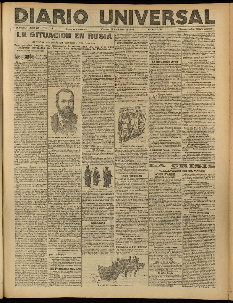Miniatura de Diario Universal del 27 de enero de 1905, edición de tarde