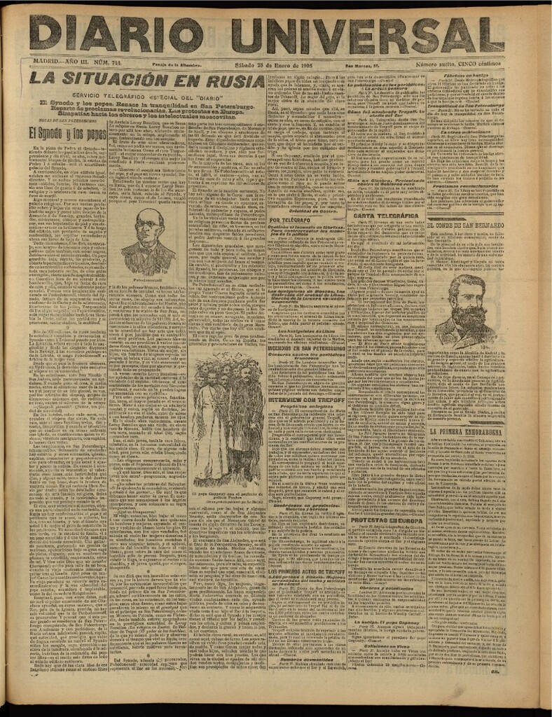 Miniatura de Diario Universal del 28 de enero de 1905, edición de tarde