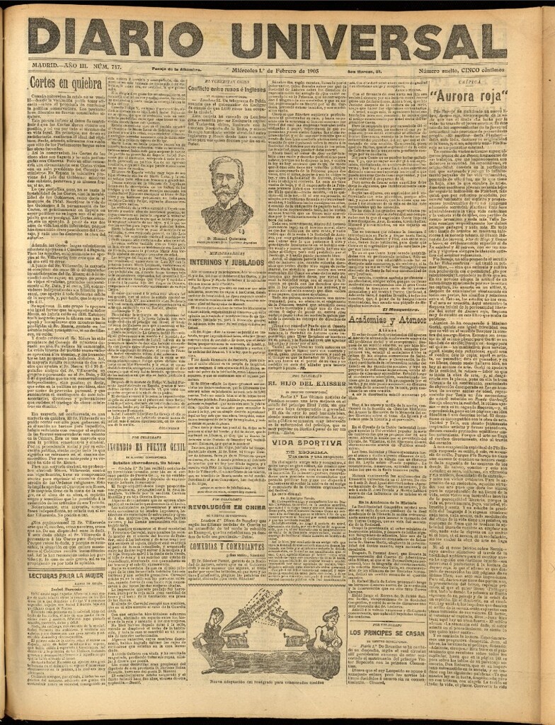 Miniatura de Diario Universal del 1 de febrero de 1905, edición de noche