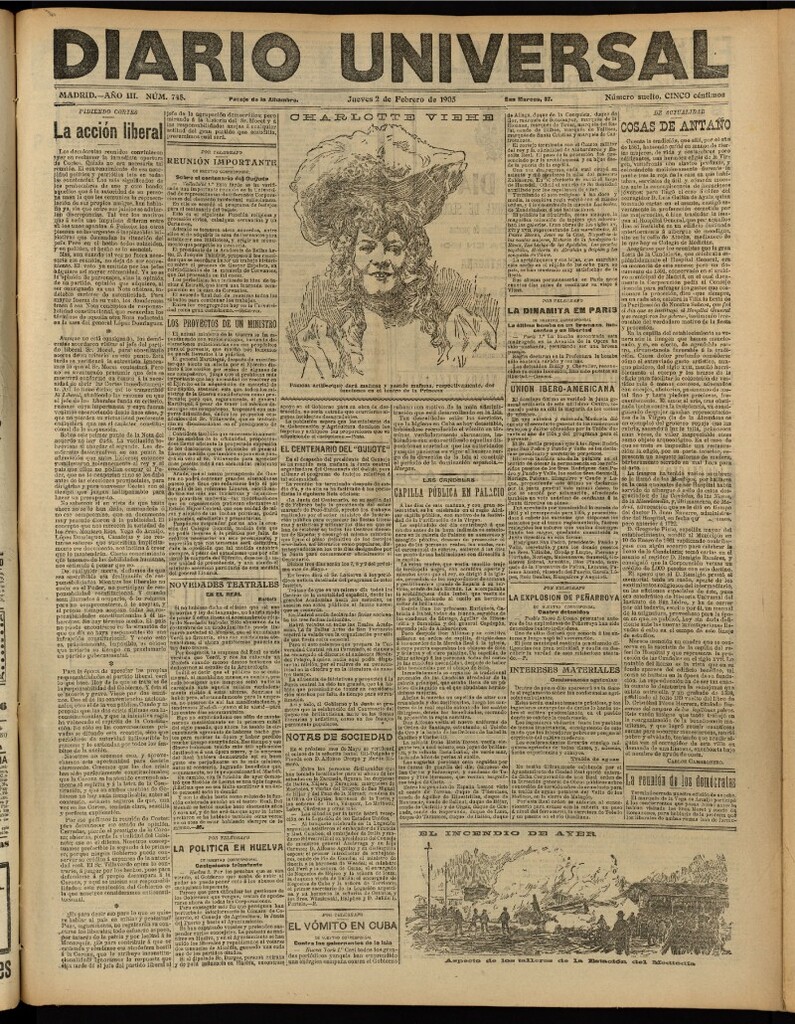 Miniatura de Diario Universal del 2 de febrero de 1905, edición de tarde
