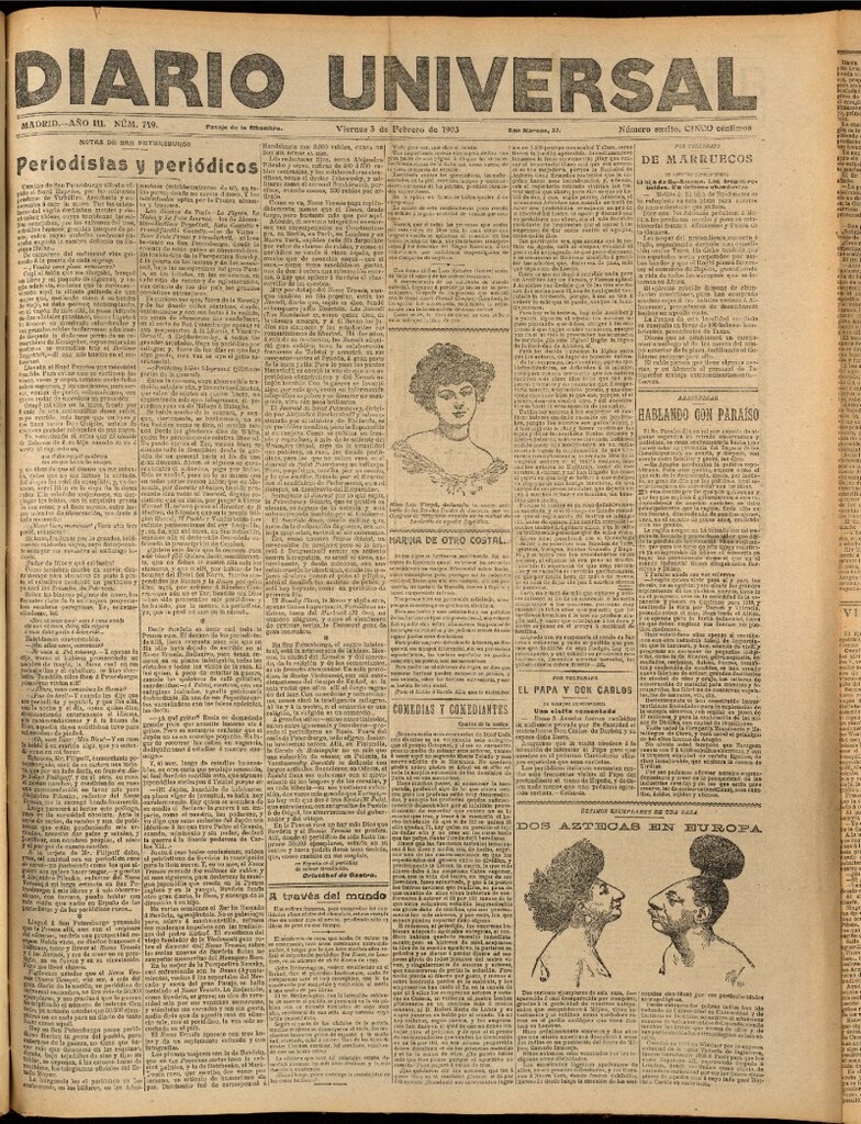 Miniatura de Diario Universal del 3 de febrero de 1905, edición de noche