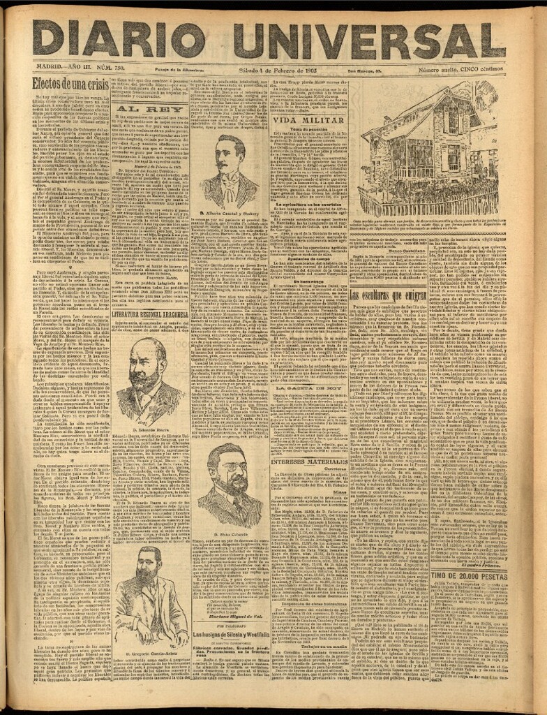 Miniatura de Diario Universal del 4 de febrero de 1905, edición de noche