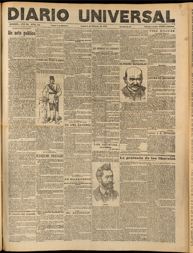 Miniatura de Diario Universal del 6 de febrero de 1905, edición de noche