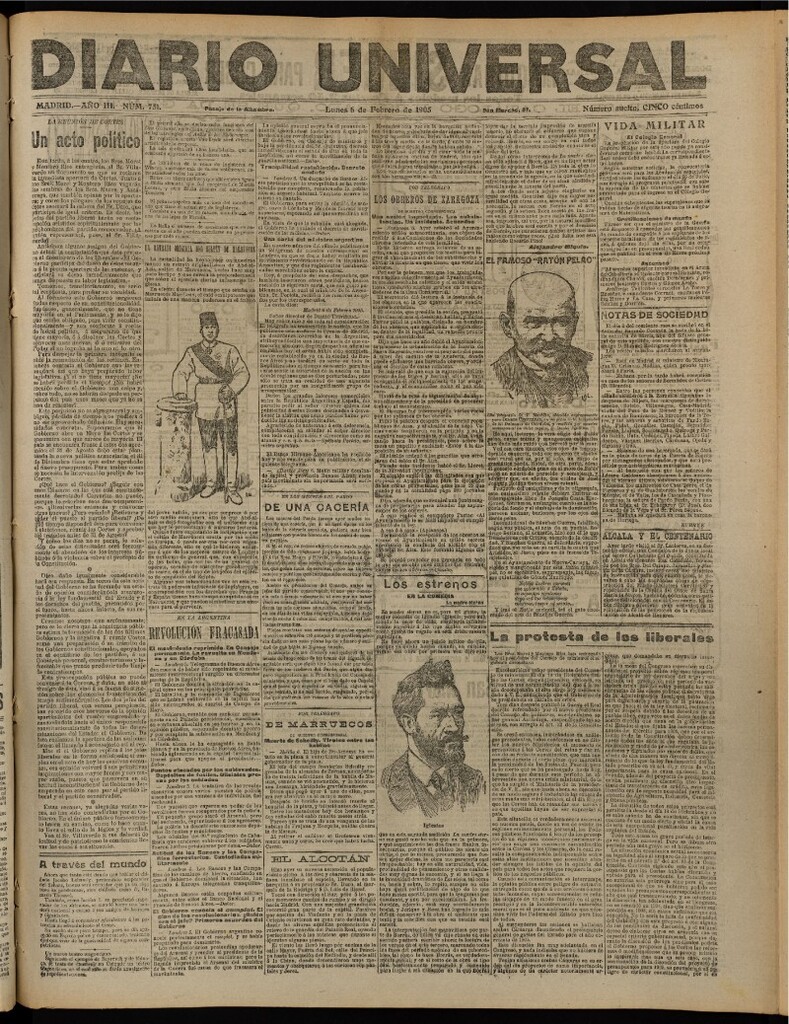 Miniatura de Diario Universal del 6 de febrero de 1905, edición de tarde