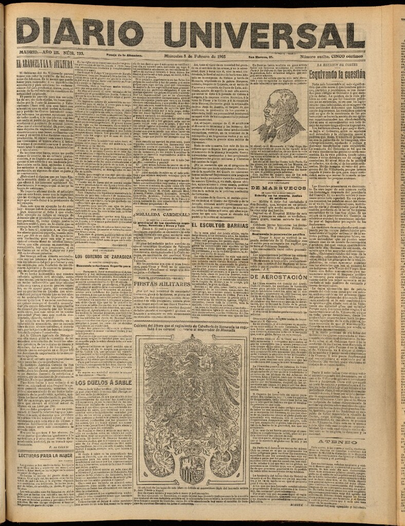 Miniatura de Diario Universal del 8 de febrero de 1905, edición de noche