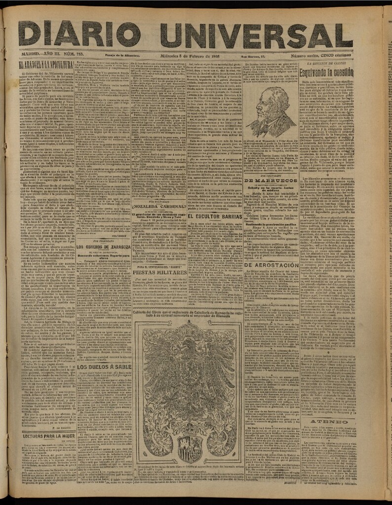 Miniatura de Diario Universal del 8 de febrero de 1905, edición de tarde