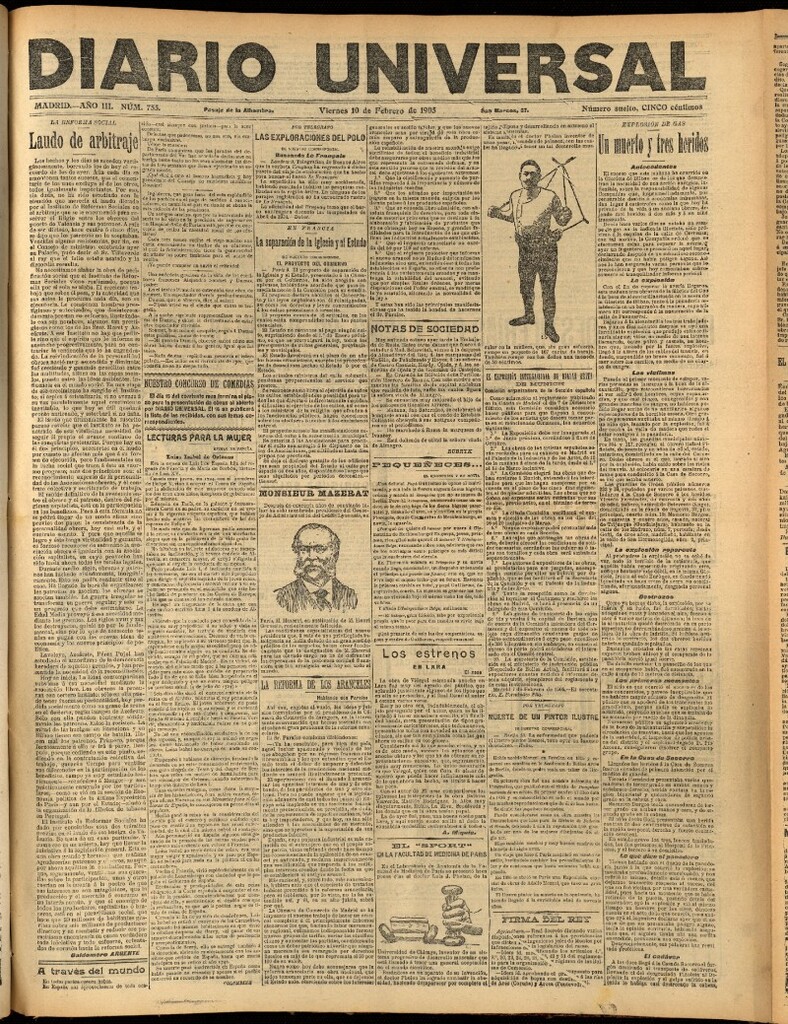 Miniatura de Diario Universal del 10 de febrero de 1905, edición de noche