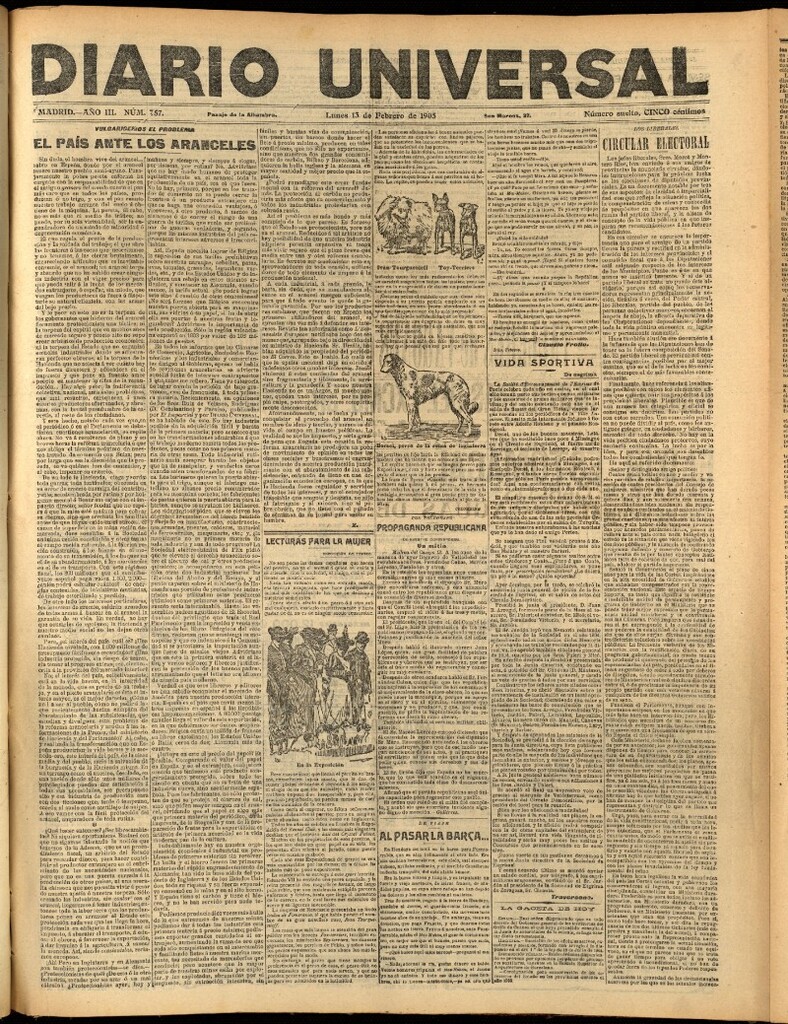 Miniatura de Diario Universal del 13 de febrero de 1905, edición de noche