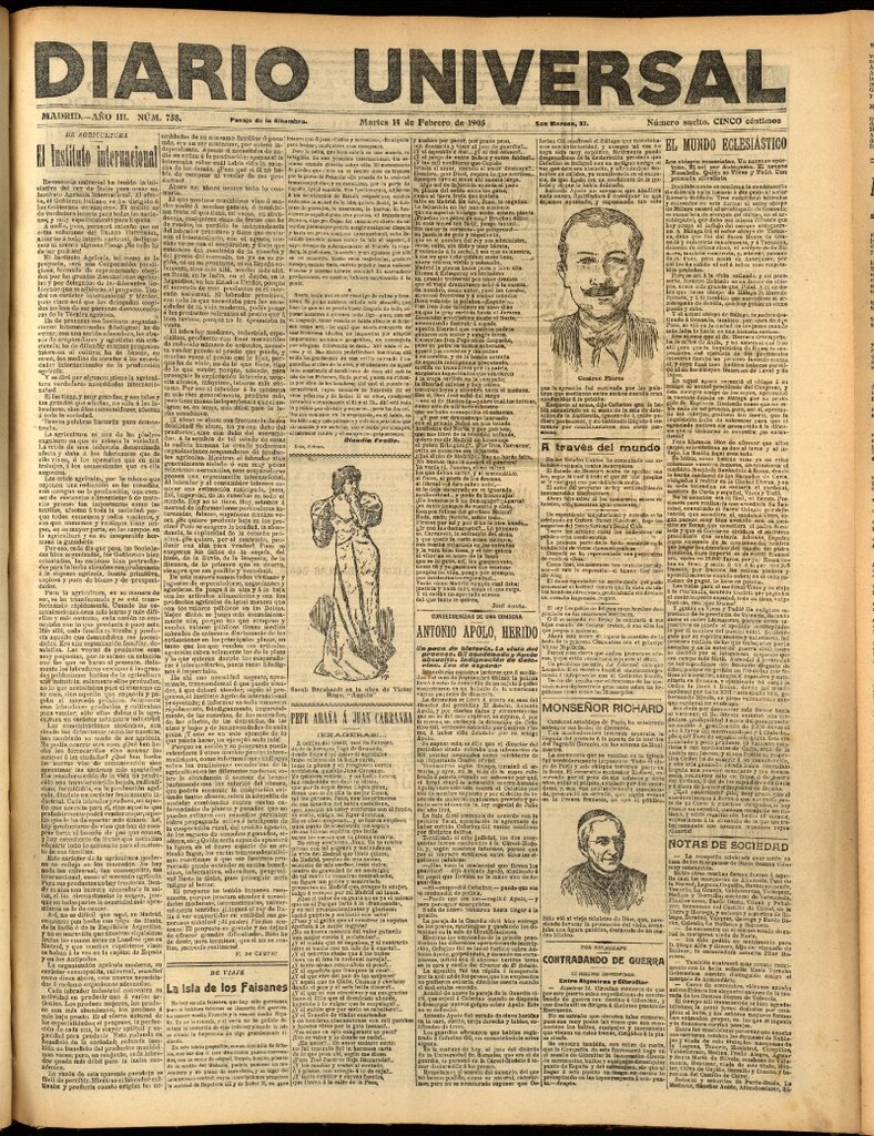 Miniatura de Diario Universal del 14 de febrero de 1905, edición de noche