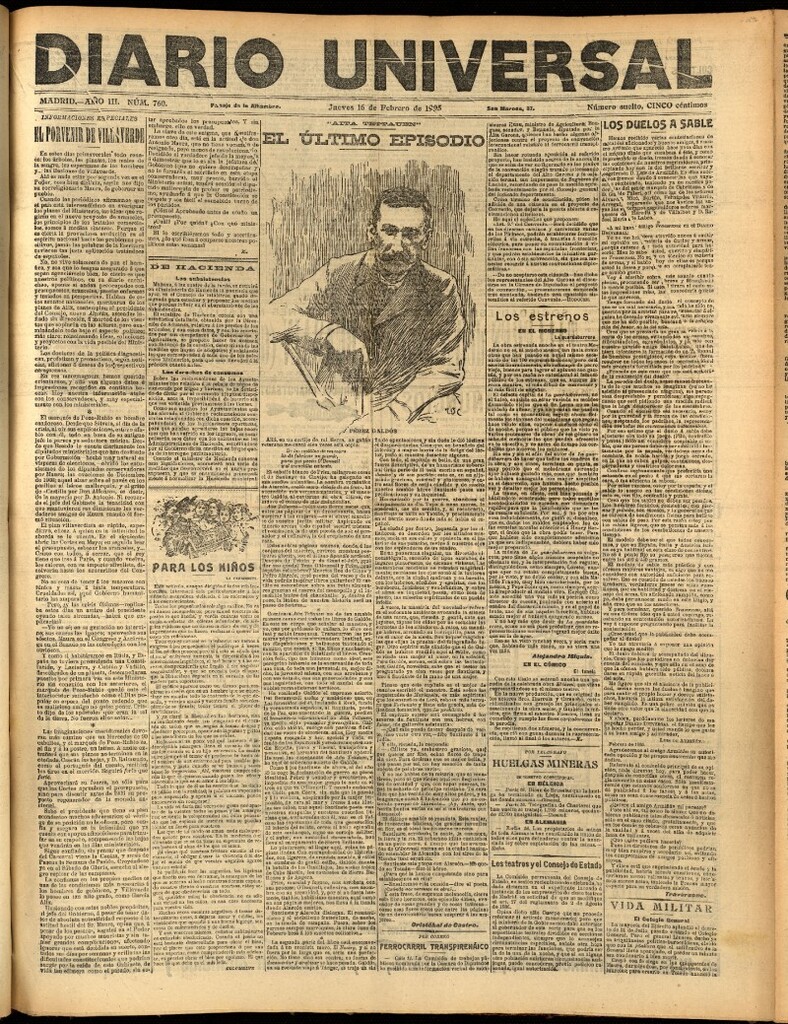 Miniatura de Diario Universal del 16 de febrero de 1905, edición de noche