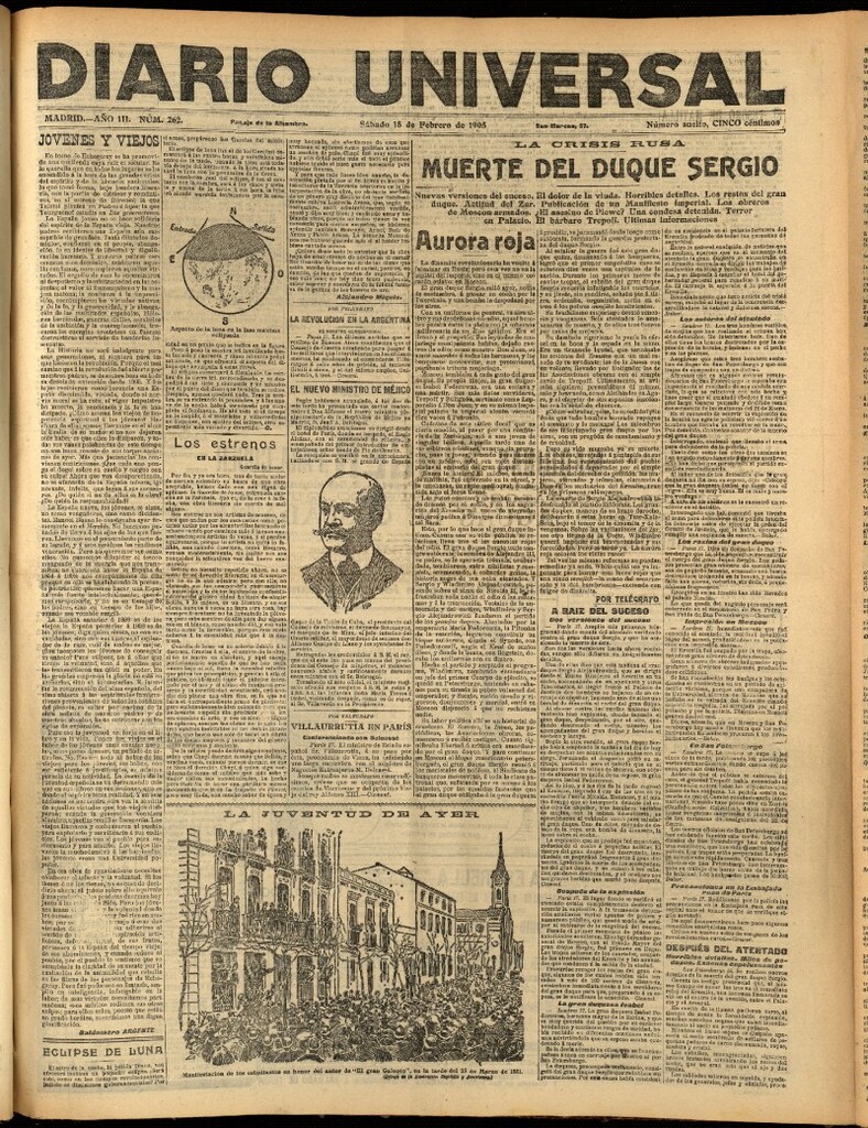 Miniatura de Diario Universal del 18 de febrero de 1905, edición de noche