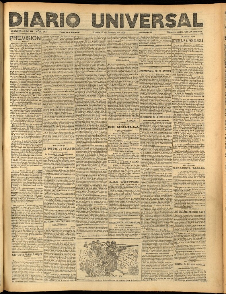 Miniatura de Diario Universal del 20 de febrero de 1905, edición de noche