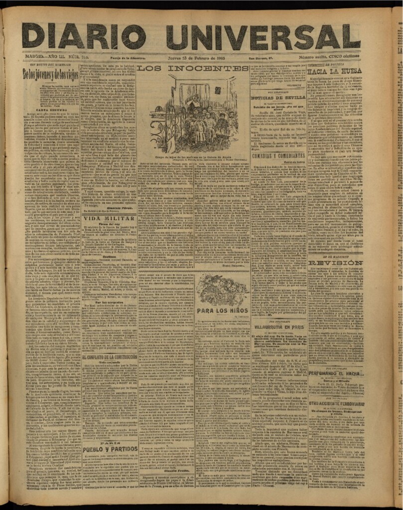 Miniatura de Diario Universal del 23 de febrero de 1905, edición de tarde