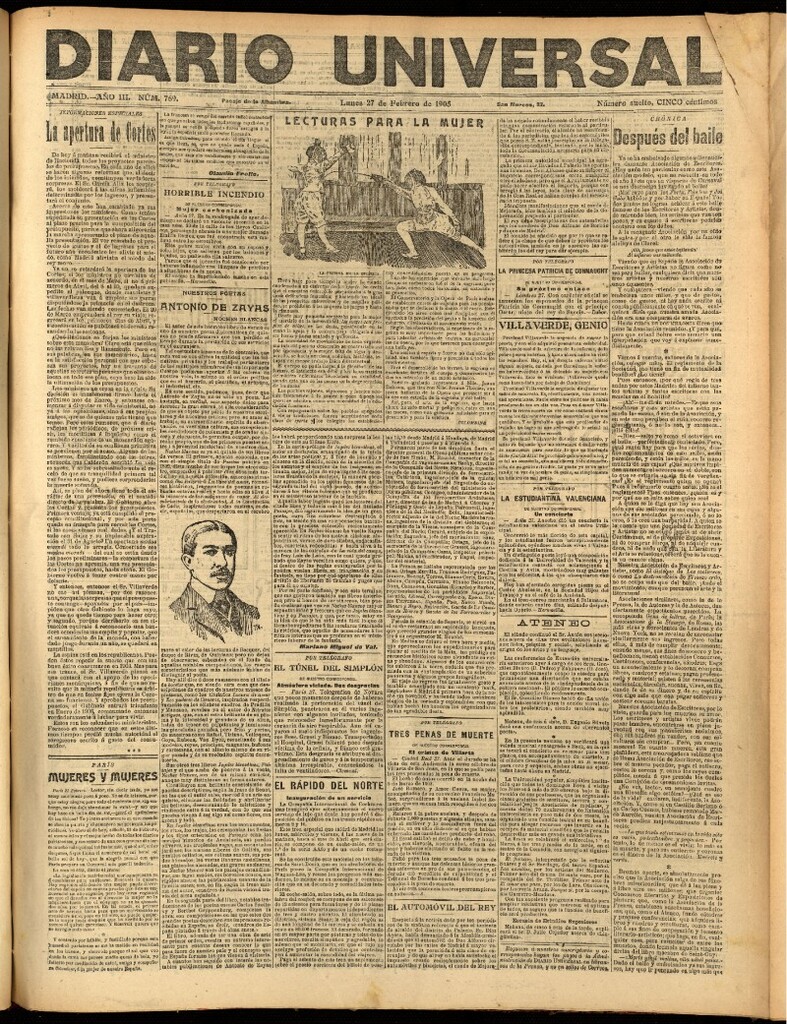 Miniatura de Diario Universal del 27 de febrero de 1905, edición de noche