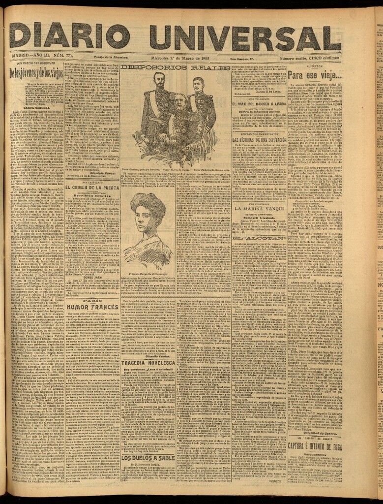 Miniatura de Diario Universal del 1 de marzo de 1905, edición de noche