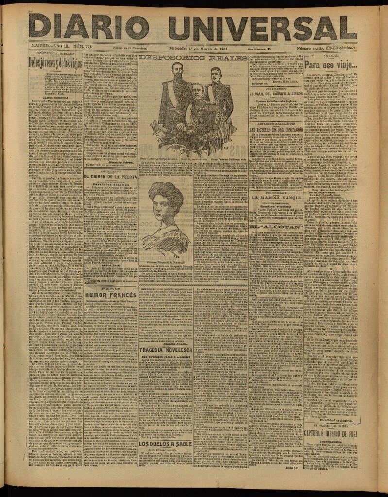 Miniatura de Diario Universal del 1 de marzo de 1905, edición de tarde