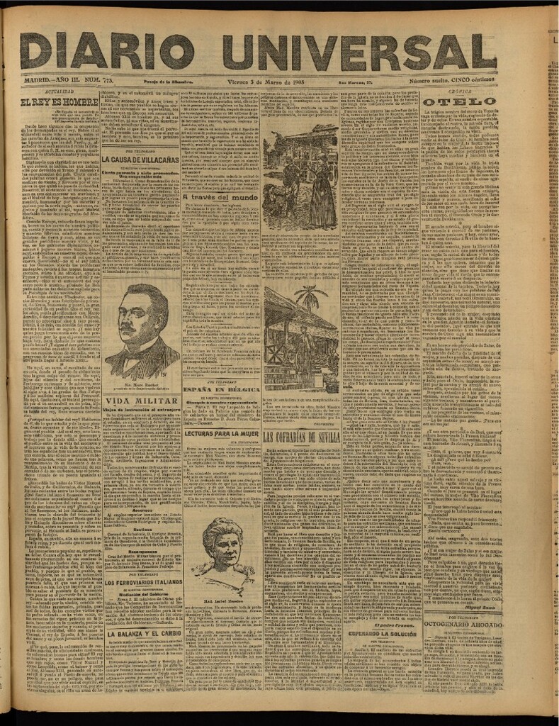 Miniatura de Diario Universal del 3 de marzo de 1905, edición de tarde