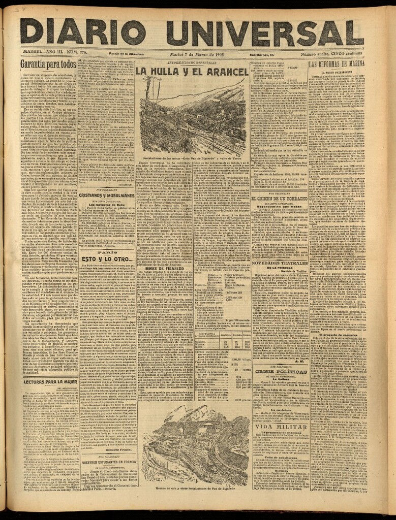 Miniatura de Diario Universal del 7 de marzo de 1905, edición de noche