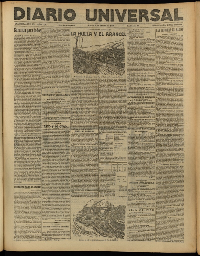 Miniatura de Diario Universal del 7 de marzo de 1905, edición de tarde