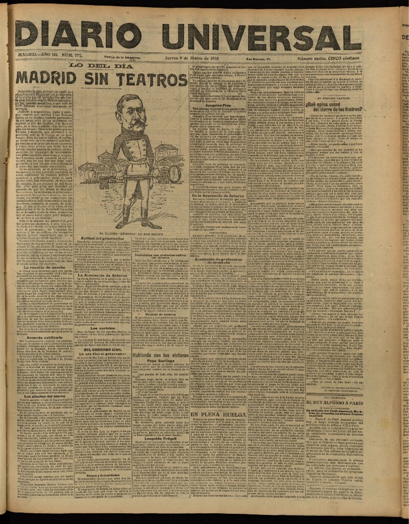 Miniatura de Diario Universal del 9 de marzo de 1905, edición de tarde