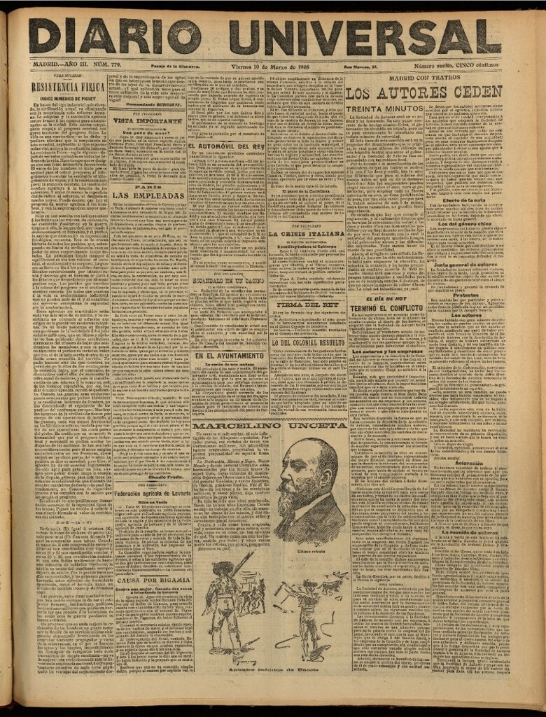 Miniatura de Diario Universal del 10 de marzo de 1905, edición de noche
