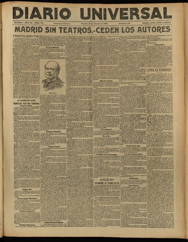 Miniatura de Diario Universal del 10 de marzo de 1905, edición de tarde
