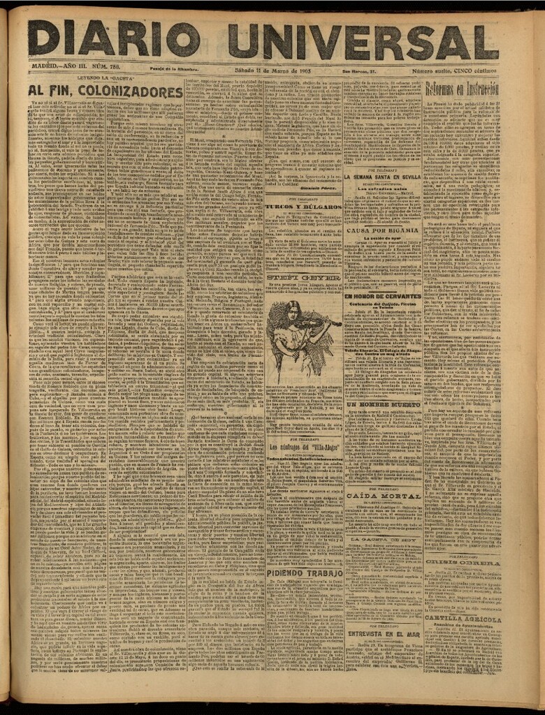 Miniatura de Diario Universal del 11 de marzo de 1905, edición de noche