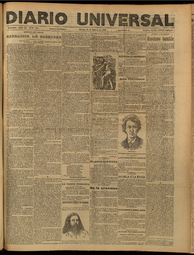 Miniatura de Diario Universal del 14 de marzo de 1905, edición de noche