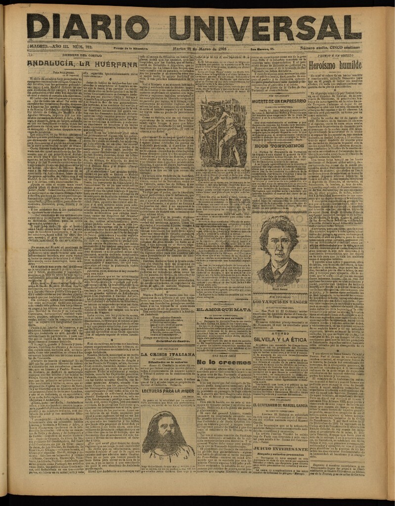 Miniatura de Diario Universal del 14 de marzo de 1905, edición de tarde