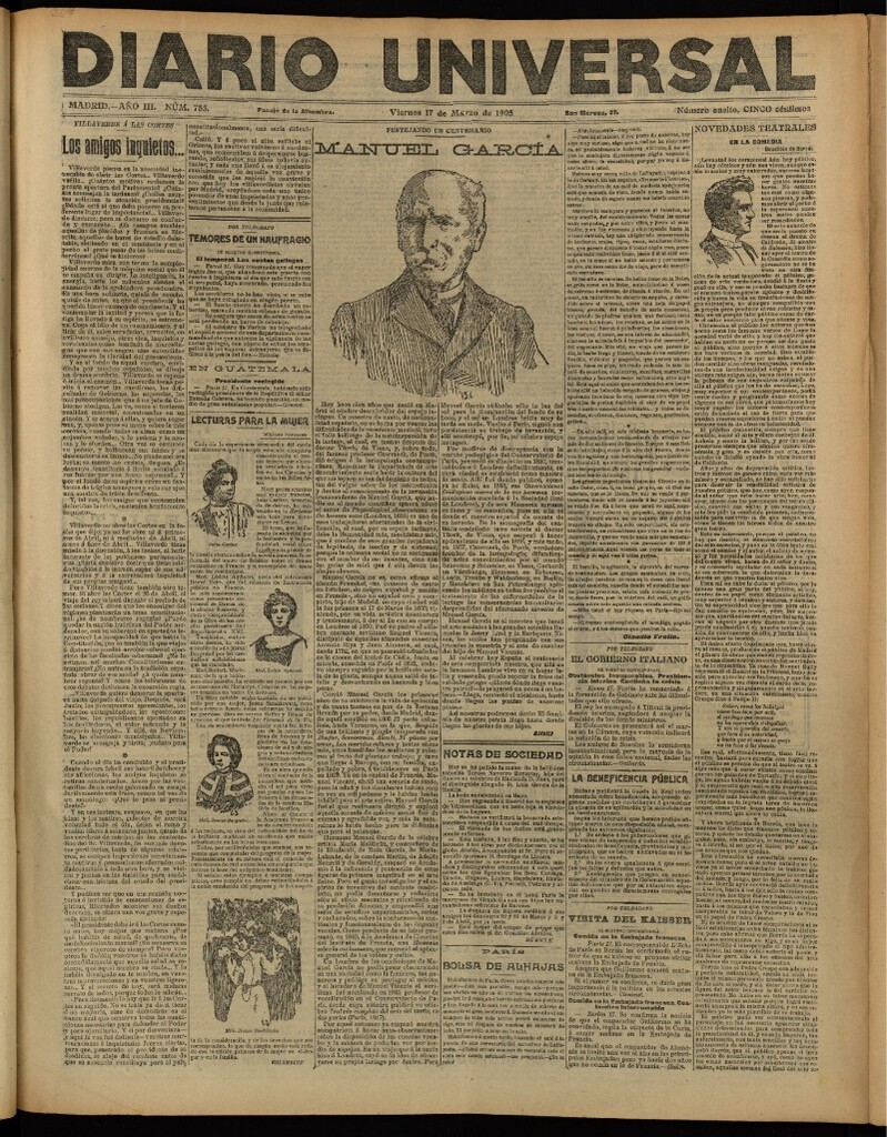 Miniatura de Diario Universal del 17 de marzo de 1905, edición de tarde