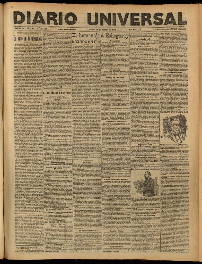 Miniatura de Diario Universal del 20 de marzo de 1905, edición de noche