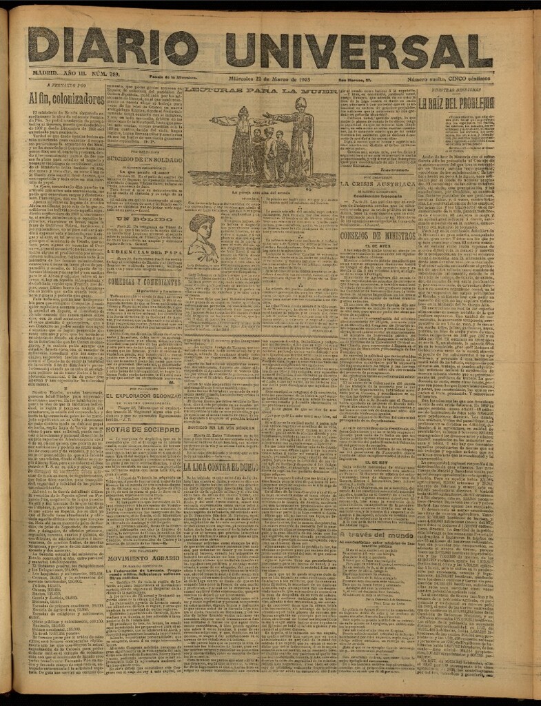 Miniatura de Diario Universal del 22 de marzo de 1905, edición de noche