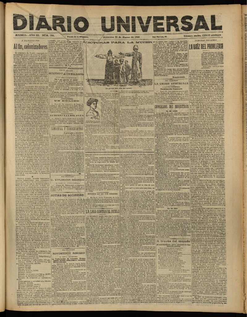 Miniatura de Diario Universal del 22 de marzo de 1905, edición de tarde