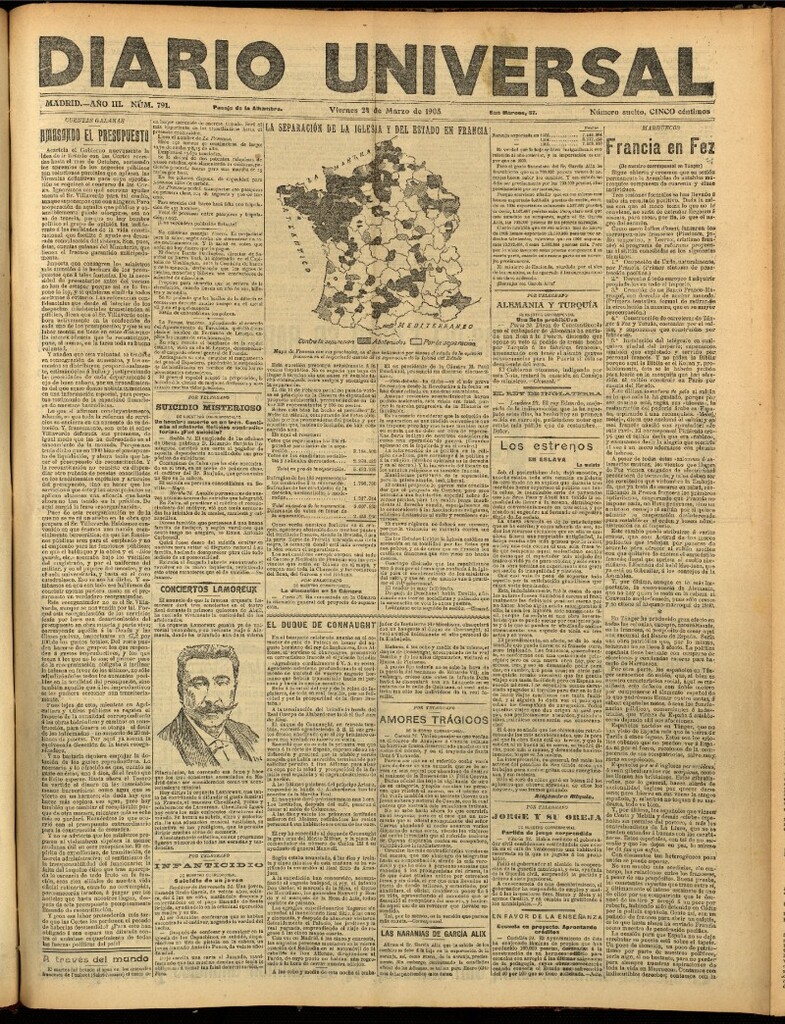 Miniatura de Diario Universal del 24 de marzo de 1905, edición de noche