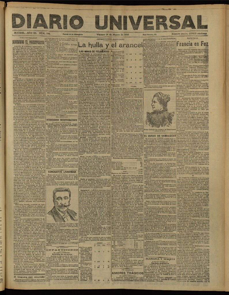 Miniatura de Diario Universal del 24 de marzo de 1905, edición de tarde