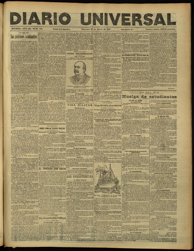 Miniatura de Diario Universal del 29 de marzo de 1905, edición de tarde