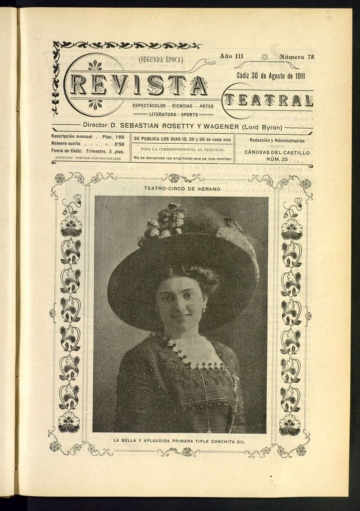 Miniatura de Revista Teatral, Literaria, Científica, de Bellas Artes y Espectáculos. Segunda época. Nº 78