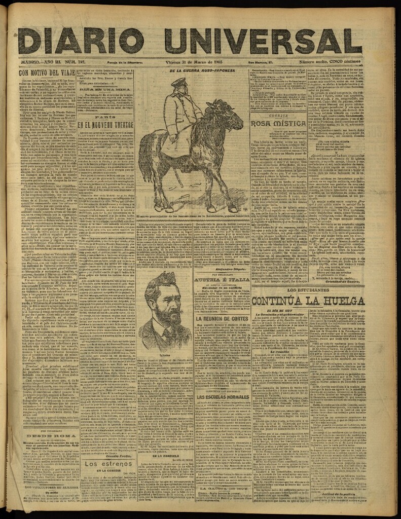 Miniatura de Diario Universal del 31 de marzo de 1905, edición de tarde