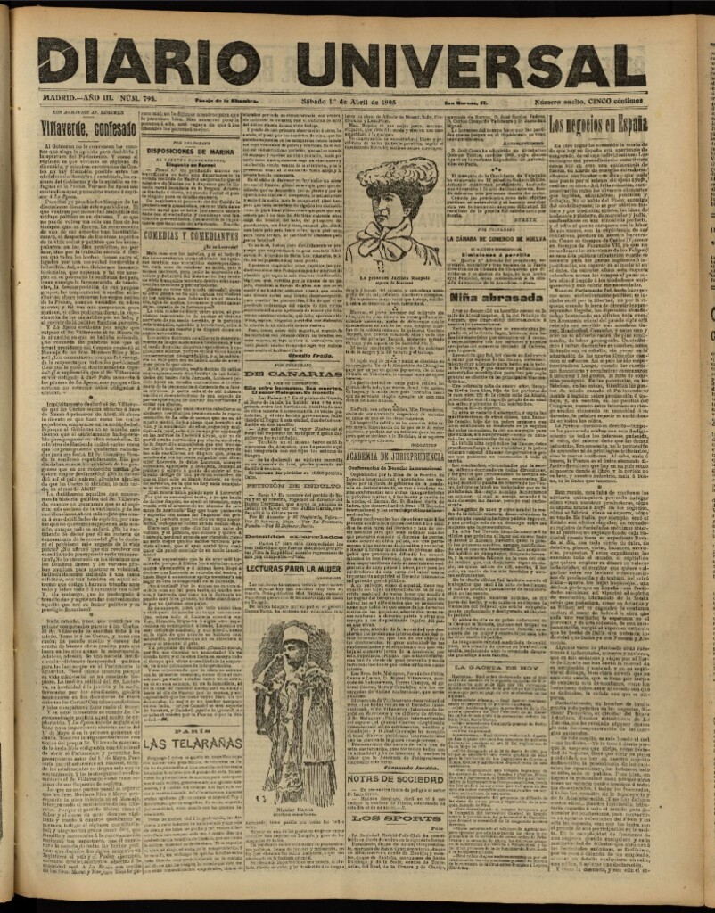 Miniatura de Diario Universal del 1 de abril de 1905, edición de tarde