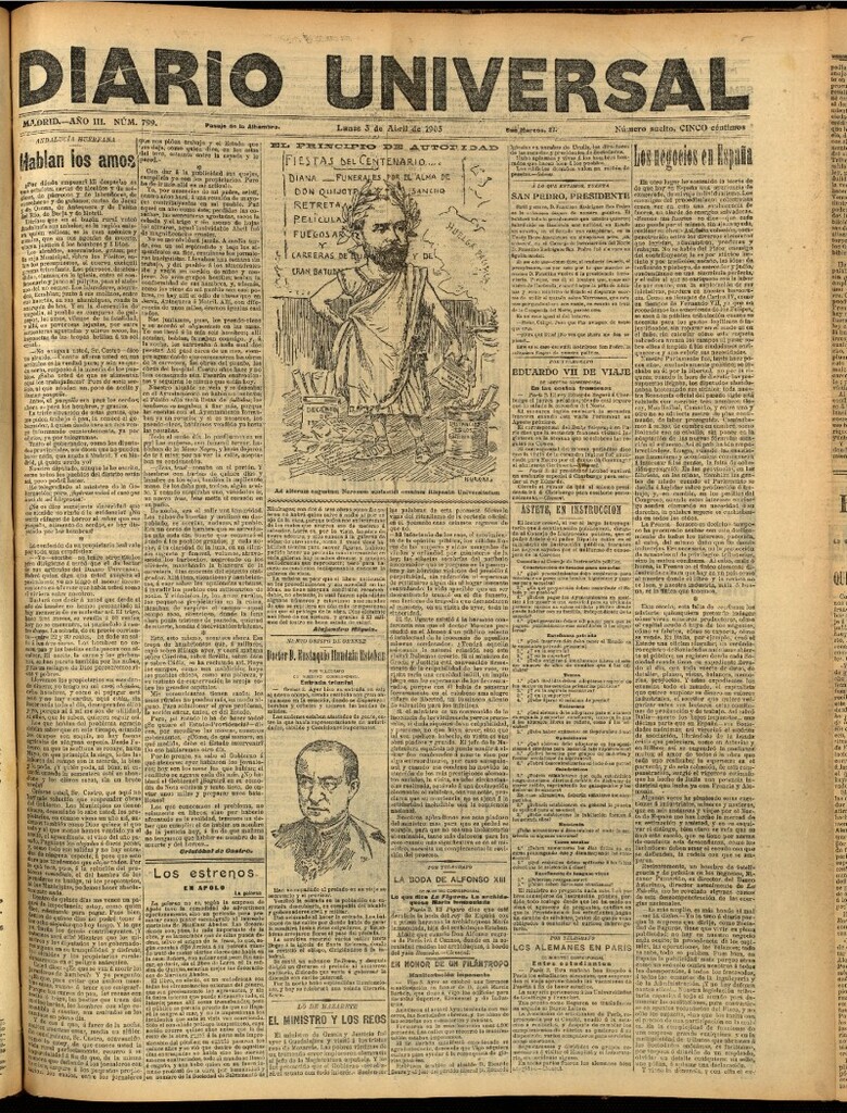 Miniatura de Diario Universal del 3 de abril de 1905, edición de noche