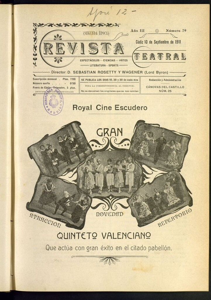 Miniatura de Revista Teatral, Literaria, Científica, de Bellas Artes y Espectáculos. Segunda época. Nº 79