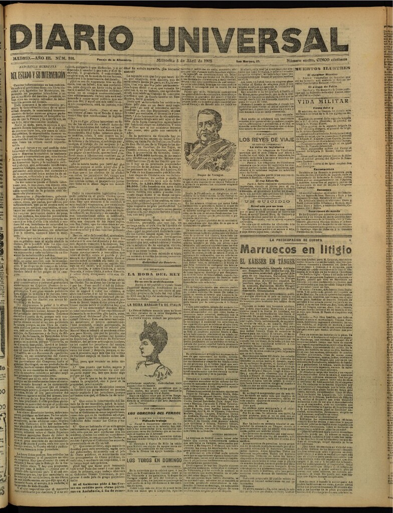 Miniatura de Diario Universal del 5 de abril de 1905, edición de tarde
