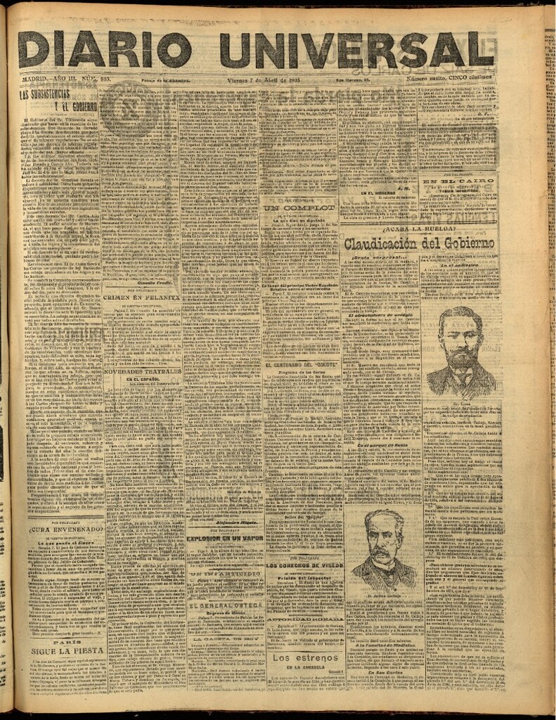Miniatura de Diario Universal del 7 de abril de 1905, edición de noche