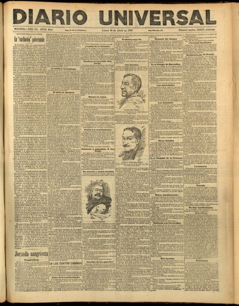 Miniatura de Diario Universal del 10 de abril de 1905, edición de noche