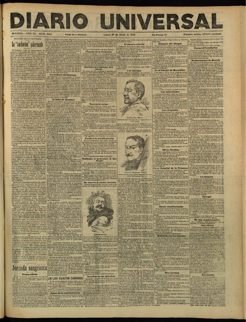 Miniatura de Diario Universal del 10 de abril de 1905, edición de tarde