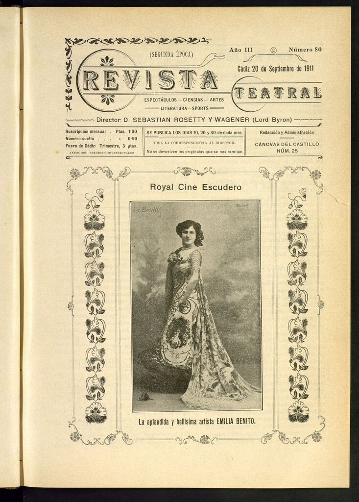 Miniatura de Revista Teatral, Literaria, Científica, de Bellas Artes y Espectáculos. Segunda época. Nº 80