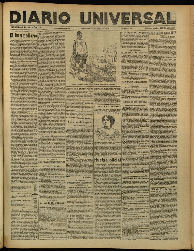 Miniatura de Diario Universal del 12 de abril de 1905, edición de tarde