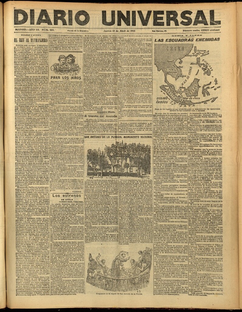 Miniatura de Diario Universal del 13 de abril de 1905, edición de noche