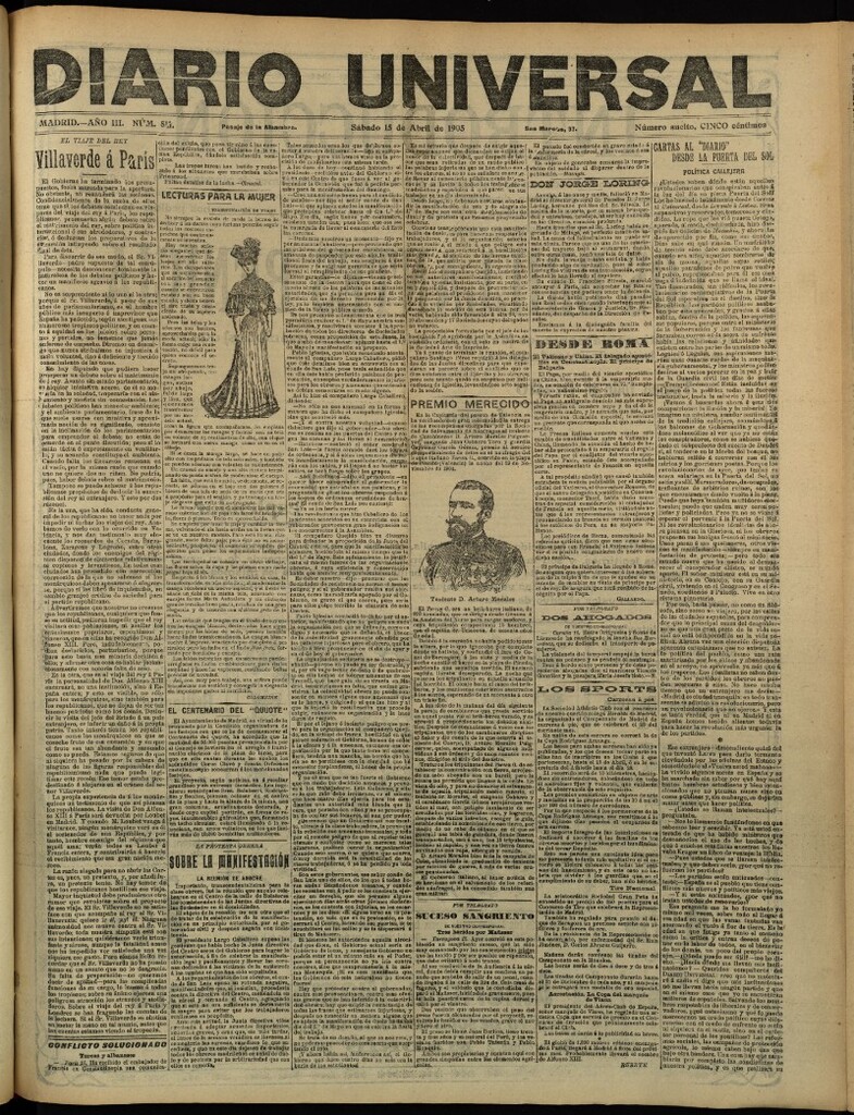 Miniatura de Diario Universal del 15 de abril de 1905, edición de tarde