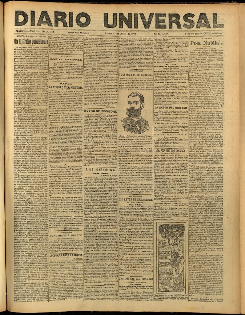 Miniatura de Diario Universal del 17 de abril de 1905, edición de noche